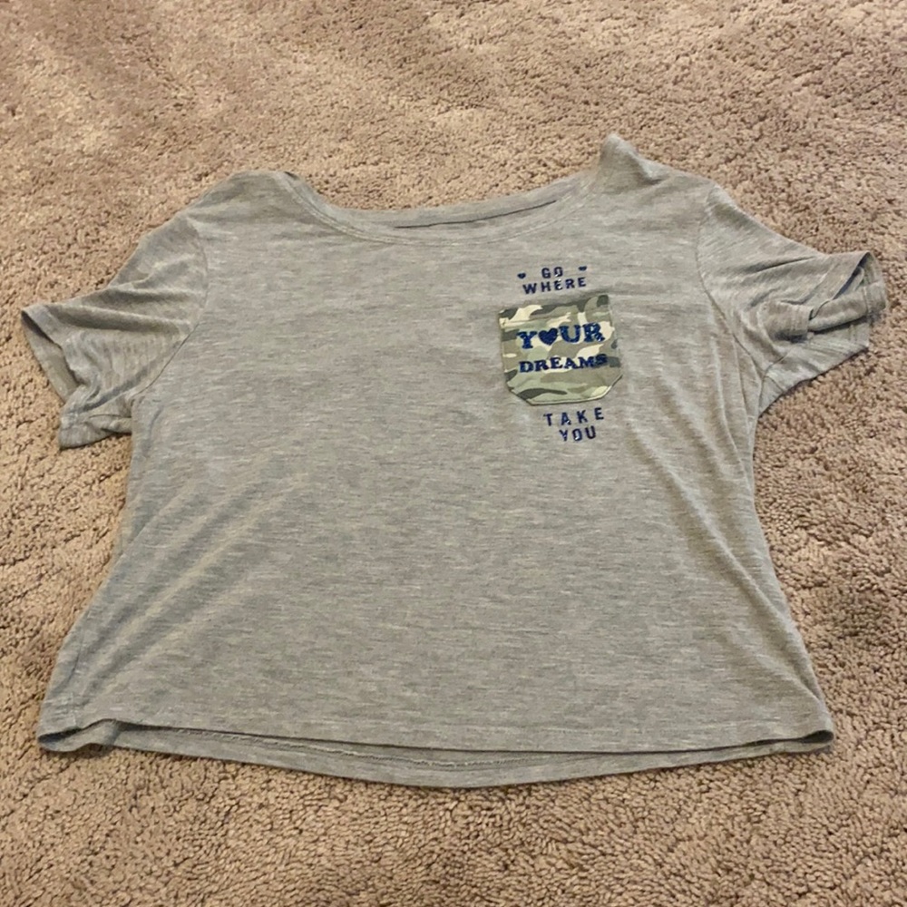 Gray “ go where your dreams take you” kids girls top.